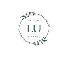 colección de logotipos de monograma de boda con letras iniciales lu, plantillas florales y minimalistas modernas dibujadas a mano para tarjetas de invitación, guardar la fecha, identidad elegante para restaurante, boutique, café en vector