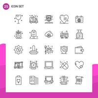 Outline Icon set Pack of 25 Line Icons isolated on White Background for responsive Website Design Print and Mobile Applications Creative Black Icon vector background