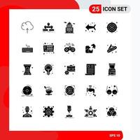 Mobile Interface Solid Glyph Set of 25 Pictograms of target business administration direction arrow Editable Vector Design Elements