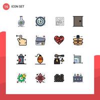 paquete de iconos de vectores de stock de 16 signos y símbolos de línea para edificios de puertas reloj rompecabezas marketing elementos de diseño de vectores creativos editables