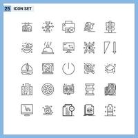 Set of 25 Modern UI Icons Symbols Signs for cable machine genetic research vacuum hardware Editable Vector Design Elements