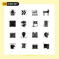 Universal Icon Symbols Group of 16 Modern Solid Glyphs of technology electronic index appliances education Editable Vector Design Elements