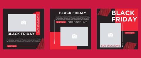 Creative modern black friday sale social media post banner template collection vector