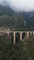 aereo Visualizza di pietra ponte ferrovia, varda ferrovia ponte, il ponte nel il giacomo legame film, adana taskopru, ponte per treno, vuoto ponte, video