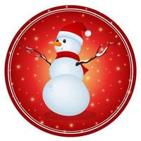 Snowman, sticker, tag. Vector illustration