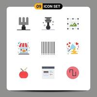 Universal Icon Symbols Group of 9 Modern Flat Colors of glass anniversary picture product shop Editable Vector Design Elements