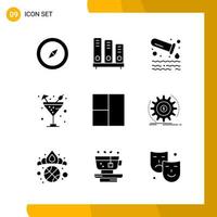 9 Icon Set Solid Style Icon Pack Glyph Symbols isolated on White Backgound for Responsive Website Designing Creative Black Icon vector background