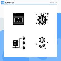 Modern 4 solid style icons. Glyph Symbols for general use. Creative Solid Icon Sign Isolated on White Background. 4 Icons Pack. vector