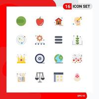 16 Universal Flat Color Signs Symbols of planetary system write home thinking human Editable Pack of Creative Vector Design Elements