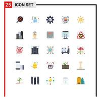 Group of 25 Flat Colors Signs and Symbols for sun beach interface product deployment Editable Vector Design Elements