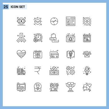 User Interface Pack of 25 Basic Lines of interface music open interface communication Editable Vector Design Elements