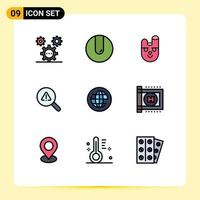 Set of 9 Modern UI Icons Symbols Signs for global error animal view find Editable Vector Design Elements