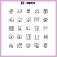 Set of 25 Modern UI Icons Symbols Signs for fun message tools ad box Editable Vector Design Elements