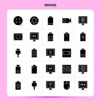 conjunto de iconos de 25 dispositivos sólidos diseño de estilo de glifo vectorial conjunto de iconos negros diseño de ideas de negocios web y móvil ilustración vectorial vector