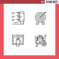 Pictogram Set of 4 Simple Filledline Flat Colors of traffic free target money open Editable Vector Design Elements