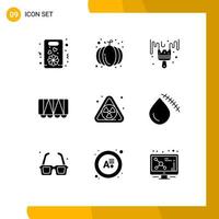 9 iconos creativos signos y símbolos modernos de residuos elementos de diseño vectorial editables de vagón de cepillo nuclear vector