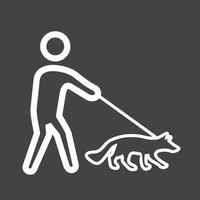 icono de línea invertida de perro caminando vector