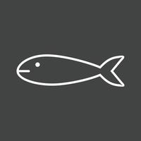 icono de línea de pescado invertida vector