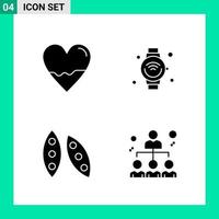 Pack of 4 Solid Style Icon Set. Glyph Symbols for print. Creative Signs Isolated on White Background. 4 Icon Set. vector