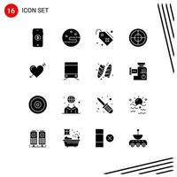 16 Creative Icons Modern Signs and Symbols of love arrow tag heart badge Editable Vector Design Elements