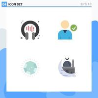 Universal Icon Symbols Group of 4 Modern Flat Icons of communication jewel support use crescent Editable Vector Design Elements