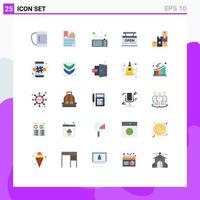 Pack of 25 Modern Flat Colors Signs and Symbols for Web Print Media such as box web computer store open Editable Vector Design Elements