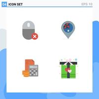 Set of 4 Vector Flat Icons on Grid for computers location hardware country accumulation Editable Vector Design Elements