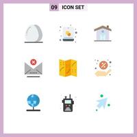 9 User Interface Flat Color Pack of modern Signs and Symbols of navigation email creative close block Editable Vector Design Elements