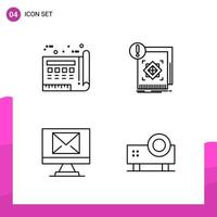 Outline Icon set Pack of 4 Line Icons isolated on White Background for responsive Website Design Print and Mobile Applications Creative Black Icon vector background