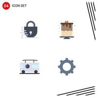 Modern Set of 4 Flat Icons and symbols such as digital van birthday combo setting Editable Vector Design Elements