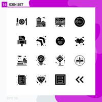 Pictogram Set of 16 Simple Solid Glyphs of arrow law computer book day and night Editable Vector Design Elements