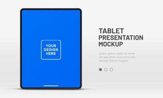 3D Tablet frame less blank screen. Empty screen device tablet mockup element. Can be used for mobile app, UI UX, business presentations. High quality EPS10 ultra realistic tablet with editable screen