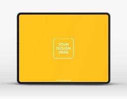 3D Tablet frame less blank screen. Empty screen device tablet mockup element. Can be used for mobile app, UI UX, business presentations. High quality EPS10 ultra realistic tablet with editable screen