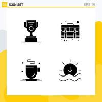 Group of 4 Modern Solid Glyphs Set for job drink cup case food Editable Vector Design Elements