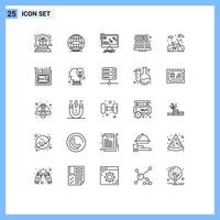 paquete de iconos de vector de stock de 25 signos y símbolos de línea para libros de biblioteca Internet elementos de diseño de vector editables de datos de regreso a la escuela