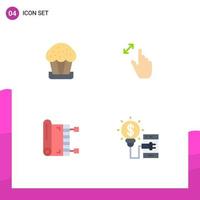 Set of 4 Vector Flat Icons on Grid for cake islam easter interface muslim Editable Vector Design Elements