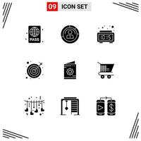 Stock Vector Icon Pack of 9 Line Signs and Symbols for goal time people digital alarm Editable Vector Design Elements