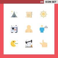 9 Flat Color concept for Websites Mobile and Apps avatar user landscape profile printing Editable Vector Design Elements