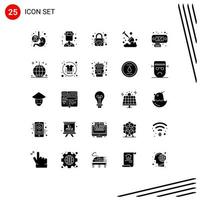 Set of 25 Modern UI Icons Symbols Signs for data spade welder farming agriculture Editable Vector Design Elements