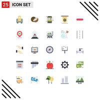 25 Universal Flat Color Signs Symbols of map remove learning apps minus delete Editable Vector Design Elements