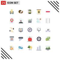 25 Universal Flat Color Signs Symbols of map remove learning apps minus delete Editable Vector Design Elements