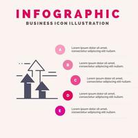 flechas romper rompiendo límites hacia adelante icono sólido infografía 5 pasos presentación antecedentes vector