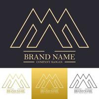 Simple abstract letter A M or W logo design illustration in gold color with tent or house style concept vector
