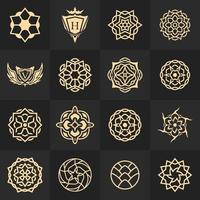 Collection of royal luxury round mandala logo design illustration in gold color with star or floral concept vector