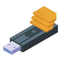 icono de memoria flash usb vector isométrico. tarjeta de cámara