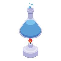 Burning flame flask icon isometric vector. Test experiment vector