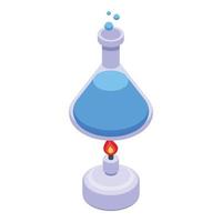 Burning flame flask icon isometric vector. Test experiment vector