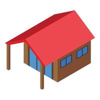 icono de bungalow de techo rojo vector isométrico. casa en la playa