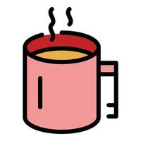 Hot coffee mug icon color outline vector