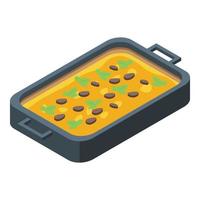 Home lasagne baking icon isometric vector. Pasta food vector